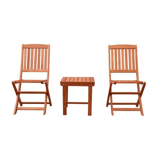 Malibu Outdoor Patio 3-Piece Wood Balcony Set with Folding Chair V1802SET12