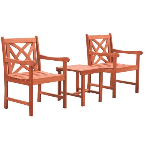 Malibu Outdoor Patio 3-Piece Wood Comfort Set V1802SET6