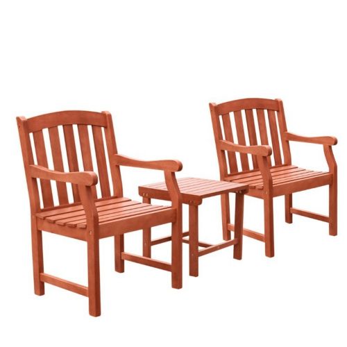 Malibu Outdoor Patio 3-Piece Wood Comfort Set V1802SET8