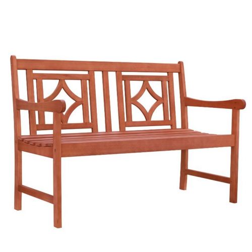 Malibu Outdoor Patio Diamond 4-foot Eucalyptus Hardwood Bench V1833