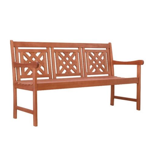 Malibu Outdoor Patio Plaid 5-foot Eucalyptus Hardwood Bench V1837