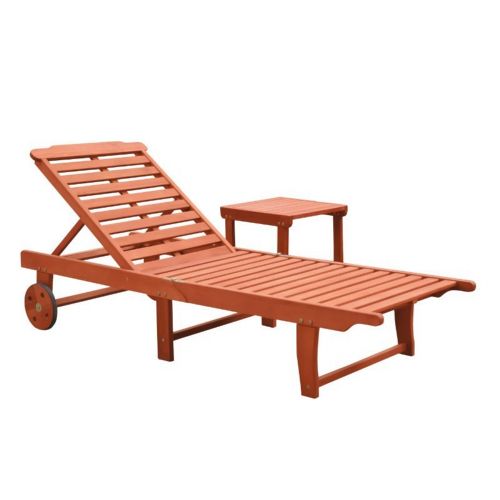 Malibu Outdoor Patio Wood 2-Piece Beach & Pool Lounge Set V1802SET1