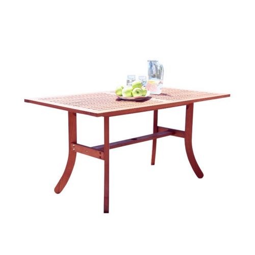 Malibu Outdoor Wood Rectangle Dining Table with Curvy Legs V189