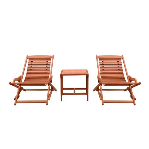 Malibu Wood Outdoor Patio 3-Piece Comfort Lounge Set V1802SET10