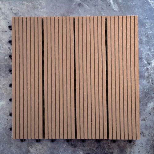 Outdoor-Plastic Composite Interlocking Decking Tile - Dark Brown (Set of 11 tiles) V1603
