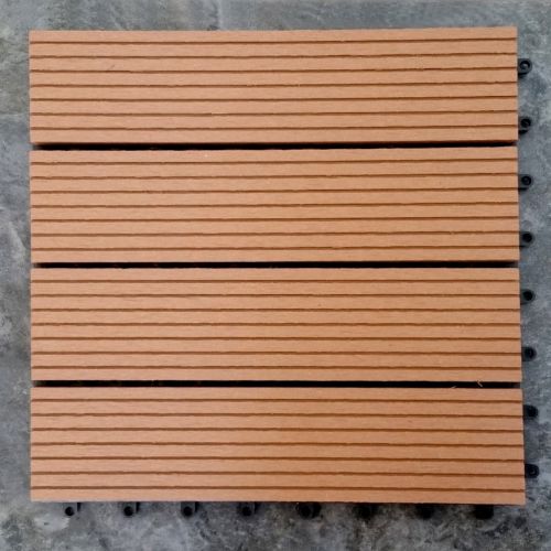Outdoor-Plastic Composite Interlocking Decking Tile - Light Brown (Set of 11 tiles) V1602