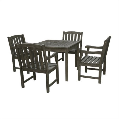 Renaissance Classic Outdoor 5-Piece Wood Patio Stacking Table Dining Set V1840SET4