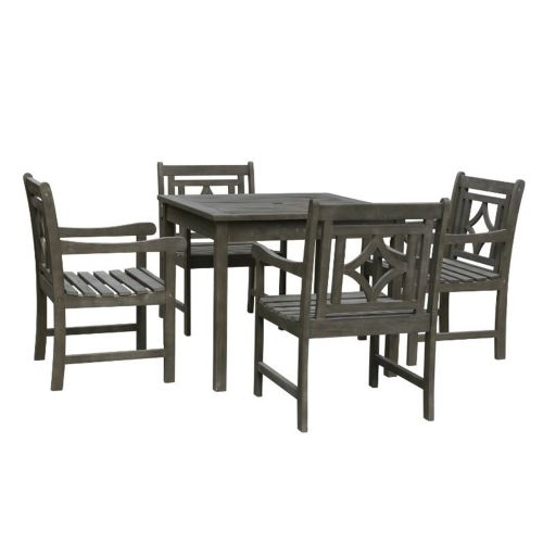 Renaissance Diamond Outdoor 5-Piece Wood Patio Stacking Table Dining Set V1840SET7