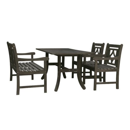 Renaissance Outdoor 4-Piece Wood Patio Curvy Legs Table Dining Set V1300SET16