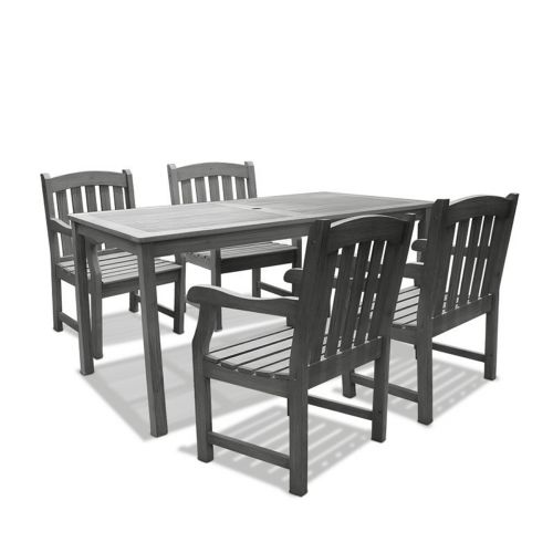 Renaissance Outdoor 5-Piece Hand-scraped Wood Patio Dining Set V1297SET4