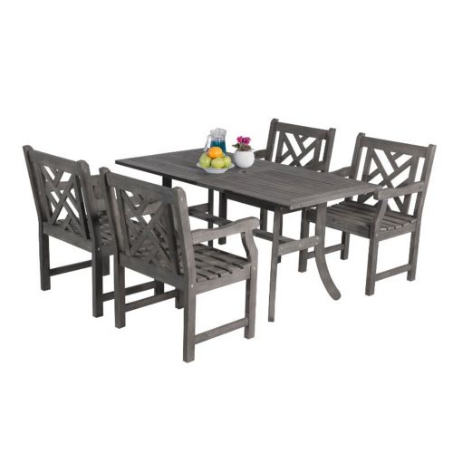 Renaissance Outdoor 5-Piece Hand-scraped Wood Patio Dining Set V1300SET2