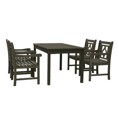 Renaissance Outdoor 5-Piece Wood Patio Rectangular Table Dining Set V1297SET29