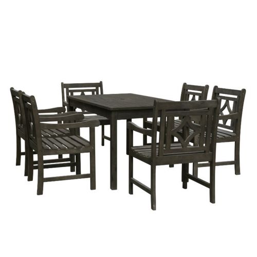 Renaissance Outdoor 7-Piece Wood Patio Rectangular Table Dining Set V1297SET30