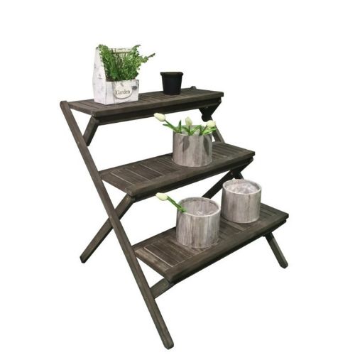 Renaissance Three-Layer Hand-scraped Wood Garden Plant Stand V1616