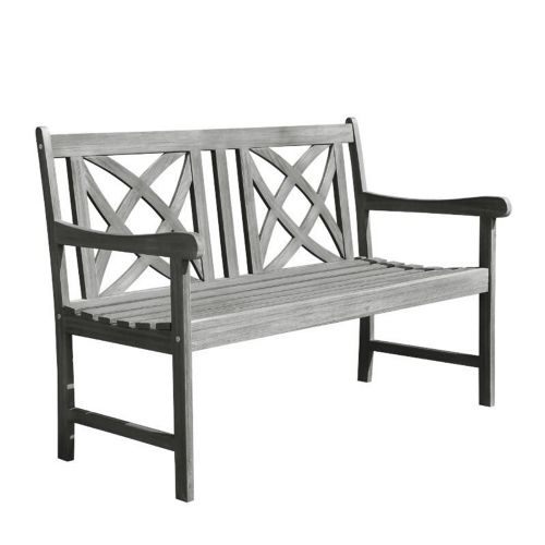 Renaissance Traditional Outdoor Patio 4-foot Garden Bench - Hand-scraped Wood V1615