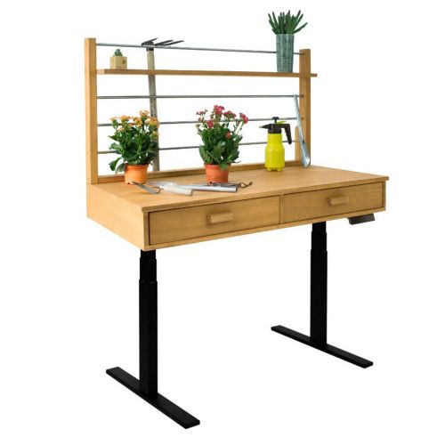 Sit to Stand Adjustable Height Potting Bench with Sand-splashed Finish and Black Frame V1709