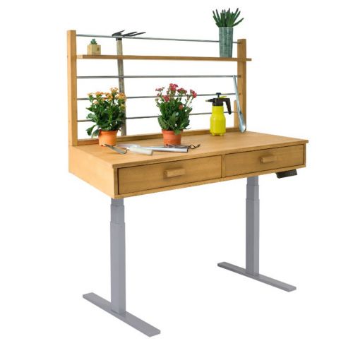 Sit to Stand Adjustable Height Potting Bench with Sand-splashed Finish and Grey Frame V1710