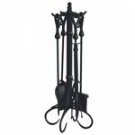 5 Piece Black Fireset With Heavy Crook Handles BR-F-1056