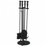 5 Piece Brushed Black Finish Fireset With Double Rods BR-F-1583B