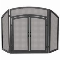 3 Fold Black Wrought Iron Arch Top With Doors BR-S-1178