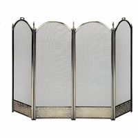 4 Fold Polished Brass Screen With Decorative Filigree BR-S-4645