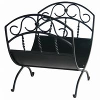 Black Wrought Iron Log Rack With Scrolls BR-W-1035