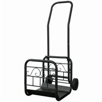 Large Black Wrought Iron Log Rack With Wheel And Removable Cart BR-W-1058