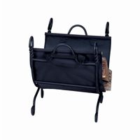 Ring Swirl Black Log Rack With Canvas Carrier BR-W-1125
