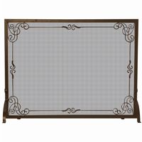 Single Panel Bronze Finish Screen With Decorative Scroll BR-S-1615