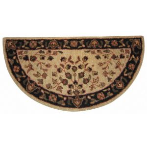 Beige with Black Hand-Tufted 100% Wool Hearth Rug BR-R-1001