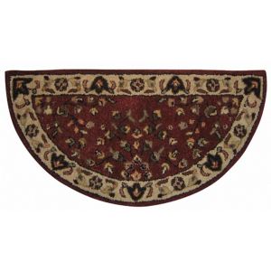 Red with Beige Hand-Tufted 100% Wool Hearth Rug BR-R-2000