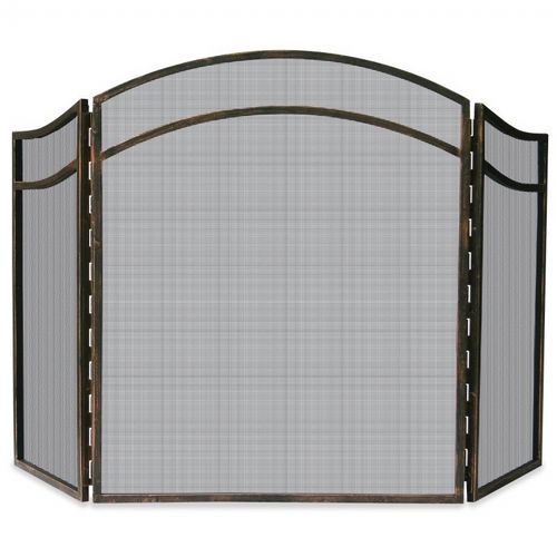 3 Fold Antique Rust Wrought Iron Arch Top Screen BR-S-1692