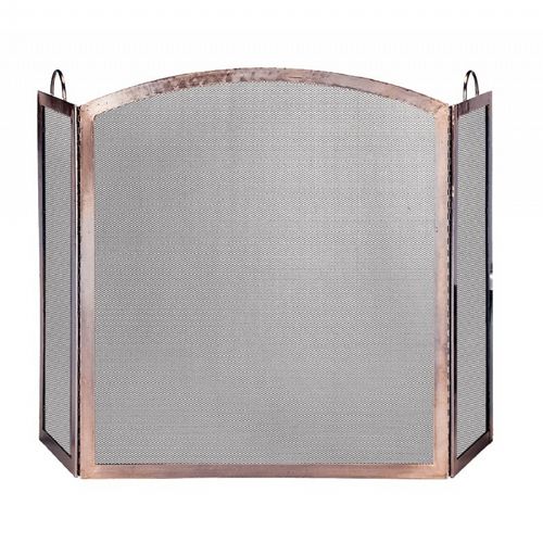 3 Panel Antique Copper Screen With Arched Center Panel BR-S-1307