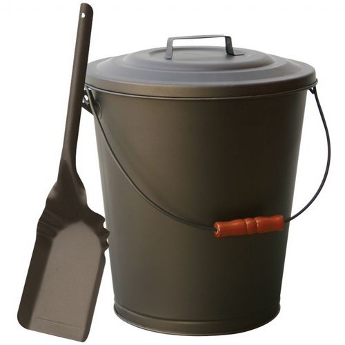 Bronze Finish Ash Bin With Lid And Shovel BR-C-1726B