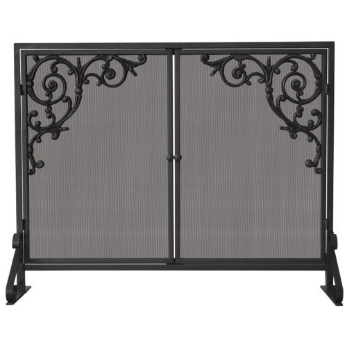 Single Panel Olde World Iron Screen With Doors & Cast Strolls BR-S-1471