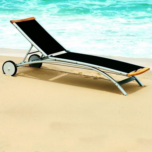 Island Aluminum Sling Chaise Lounge Black AL-27-1019