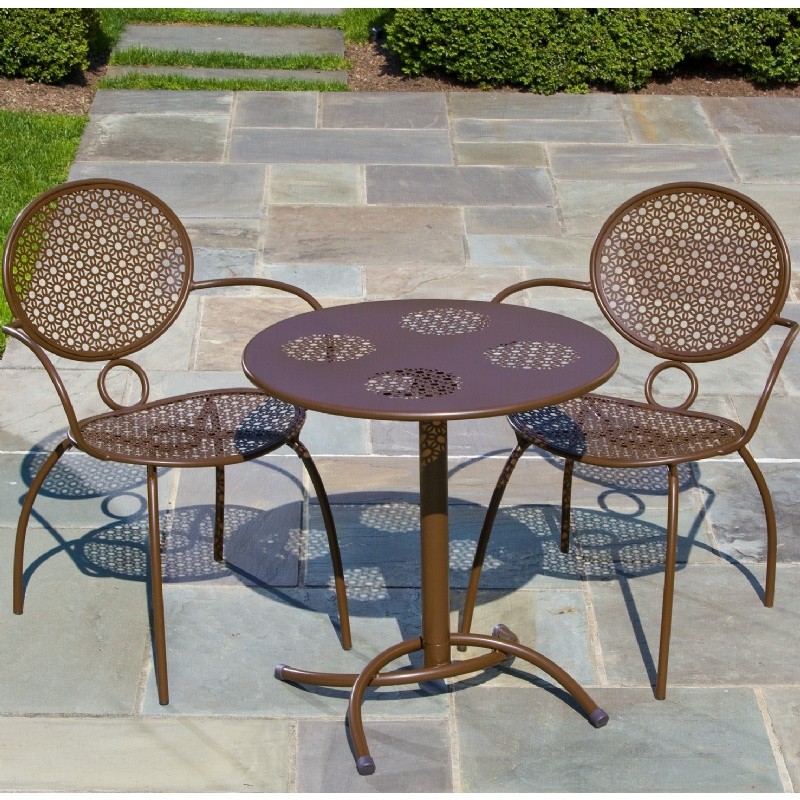 Wrought Iron Bistro Set 3Pcs Margarita Coffe Bean AL299124 CozyDays