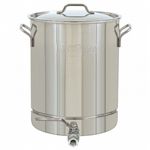 Spigot Stockpot & Lid - 32 Qt - 8 Gal. Stainless Steel BY1032
