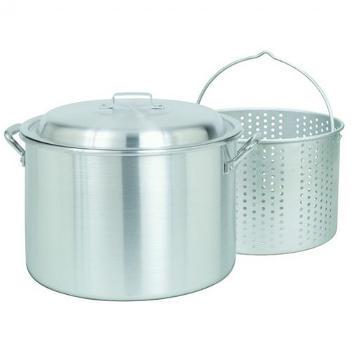 Steamer Stockpot 34 Qt Aluminum with Lid and Basket BY4034