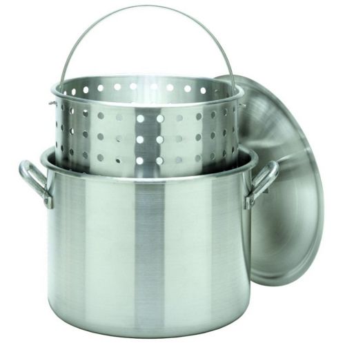 Stock Pot Boiler 160 Qt Aluminum with Lid and Basket BY1600