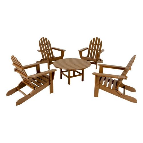 POLYWOOD® Classsic Folding Adirondack 5 Piece Conversation Set Traditional Colors PWS119-1