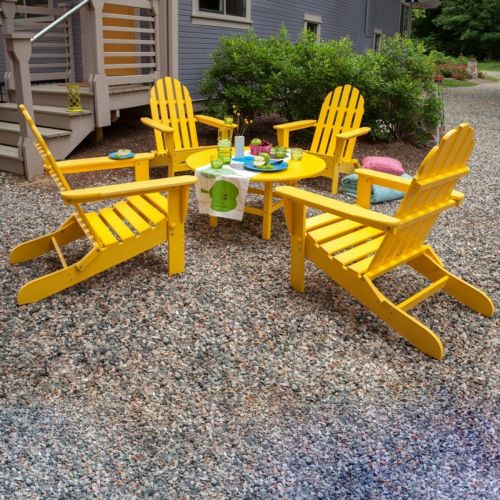 POLYWOOD® Classsic Folding Adirondack 5 Piece Conversation Set Vibrant Colors PWS119-1