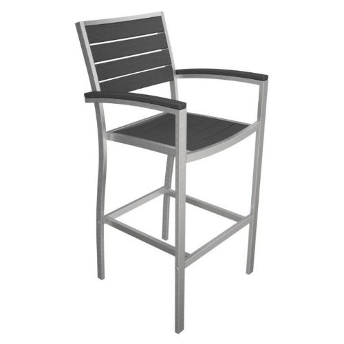 POLYWOOD® Euro Aluminum Outdoor Bar Chair with Silver Frame PW-A202-FAS