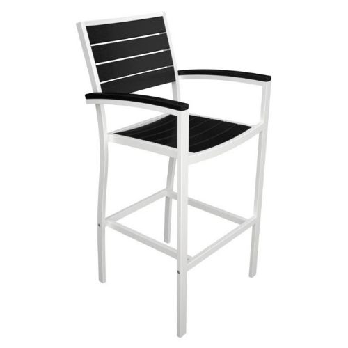 POLYWOOD® Euro Aluminum Outdoor Bar Chair with White Frame PW-A202-FAW
