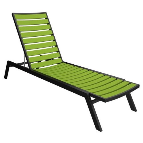 POLYWOOD® Euro Aluminum Outdoor Chaise Lounge with Black Frame PW-AC1-FAB