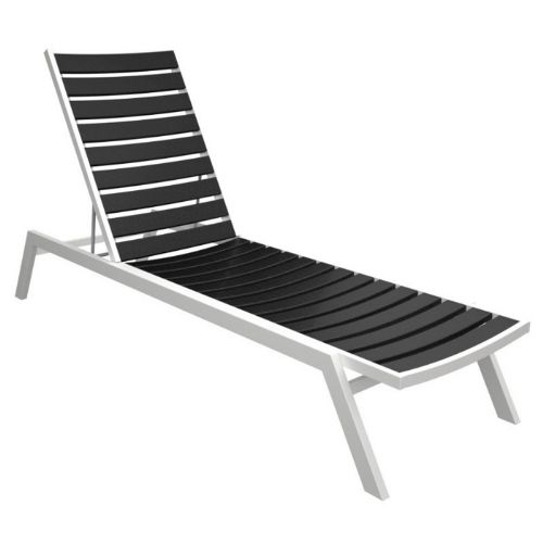 POLYWOOD® Euro Aluminum Outdoor Chaise Lounge with White Frame PW-AC1-FAW