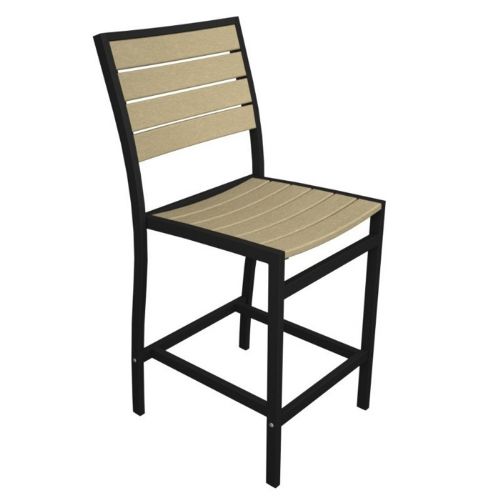 POLYWOOD® Euro Aluminum Outdoor Counter Chair with Black Frame PW-A101-FAB