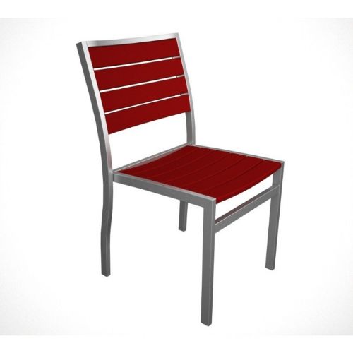 POLYWOOD® Euro Aluminum Outdoor Side Chair with Silver Frame PW-A100-FAS