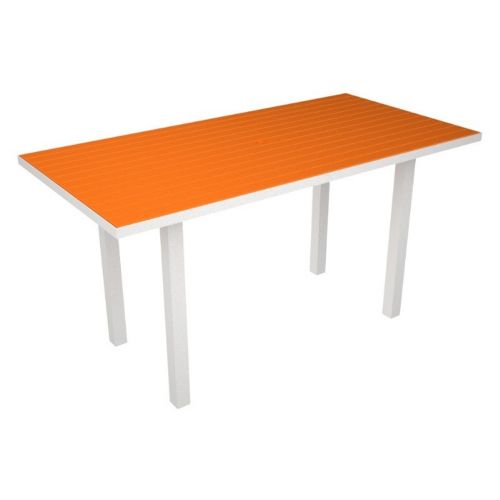 POLYWOOD® Euro Aluminum Rectangle Outdoor Counter Table with White Frame 36x72 PW-ATR3672-FAW