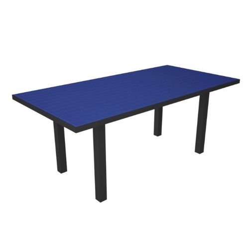 POLYWOOD® Euro Aluminum Rectangle Outdoor Dining Table with Black Frame 36" x72" PW-AT3672-FAB